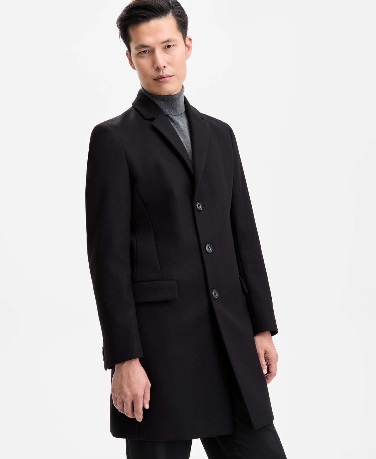Hugo Boss Hugo By  Men's Slim-fit Wool Cashmere Overcoat In Black