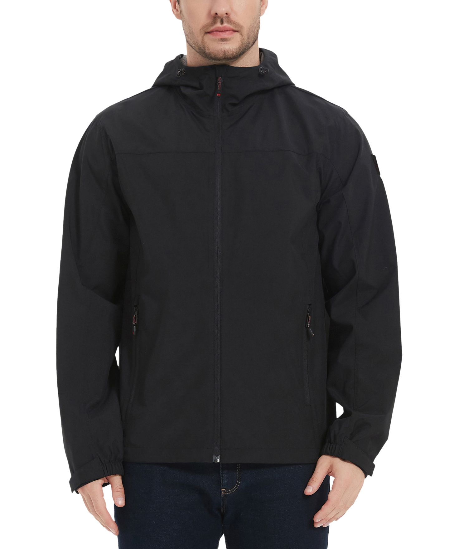Мужская куртка Hawke & Co. All-Season Lightweight Stretch Hooded Rain, цвет: Чёрный — фото 1