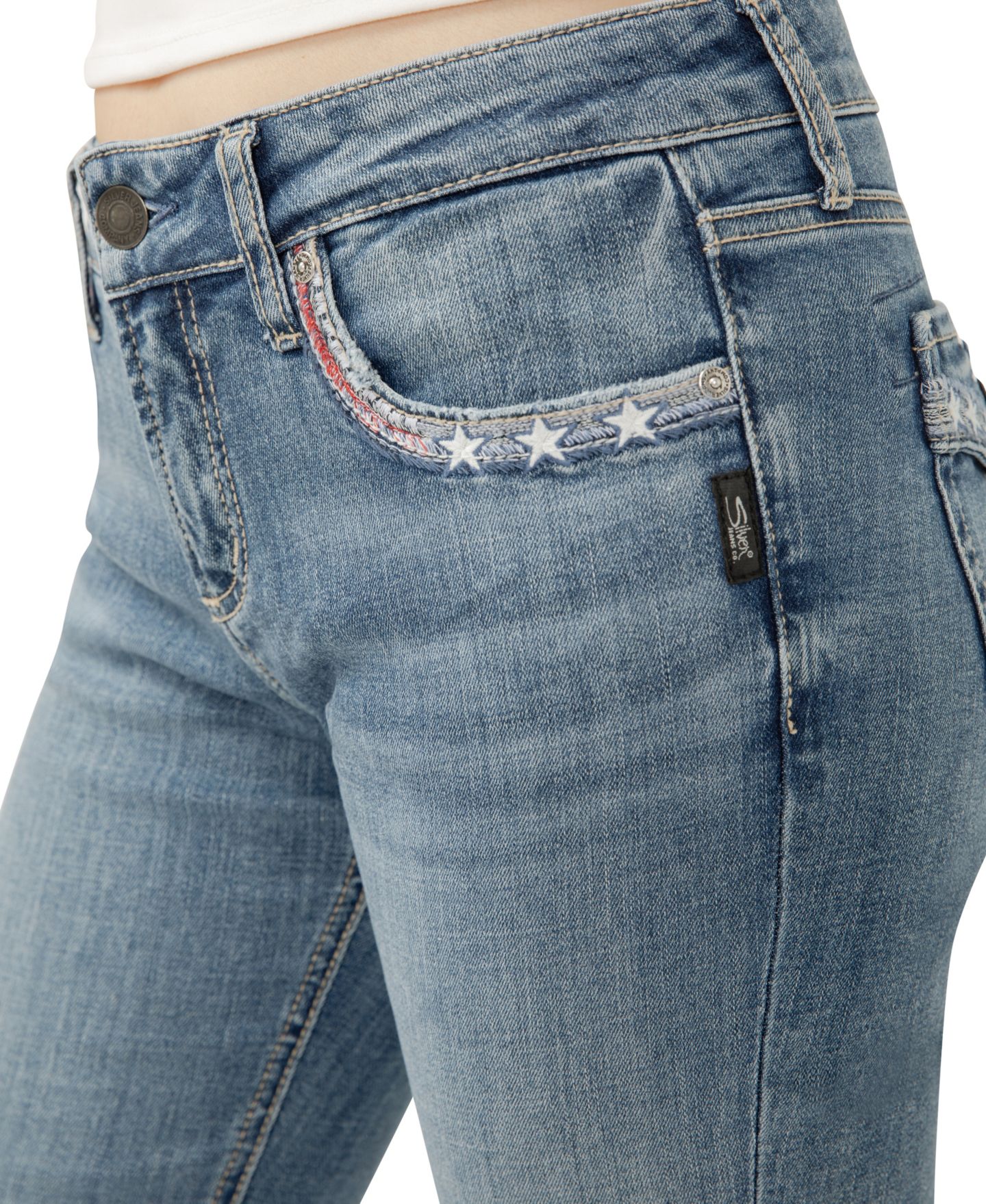 Женские джинсы Silver Jeans Co. Elyse Mid Rise Comfort Fit Capri, цвет: Freedom — фото 5