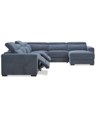 Nevio 6-Pc. Fabric Power Headrest Sectional with 2 Power Motion Chairs
