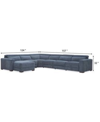 Nevio 6-Pc. Fabric Power Headrest Sectional with 2 Power Motion Chairs