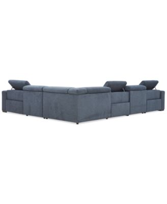 Nevio 6-Pc. Fabric Power Headrest Sectional with 3 Power Motion Chairs