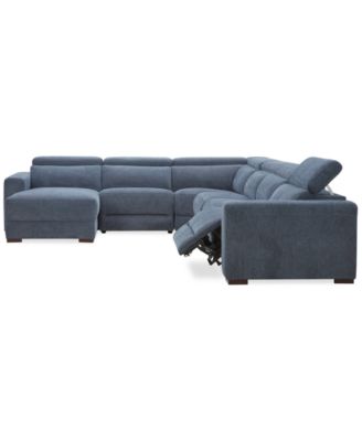 Nevio 6-Pc. Fabric Power Headrest Sectional with 1 Power Motion Chair