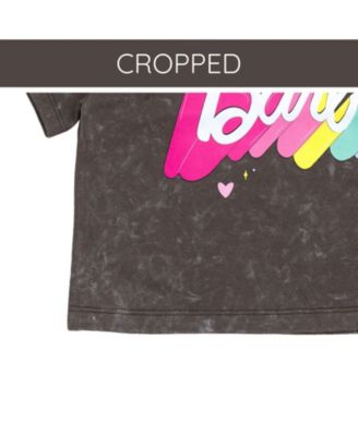 Toddler Girls French Terry Cropped Drop Shoulder T-Shirt and Skirt Outfit Set