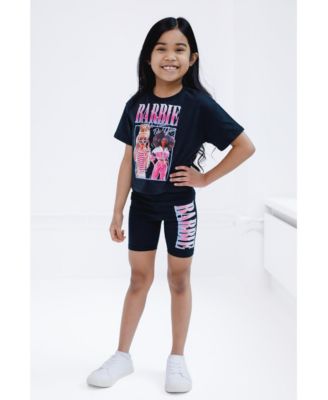 Toddler Girls Cropped Boxy T-Shirt and Bike Shorts Outfit Set