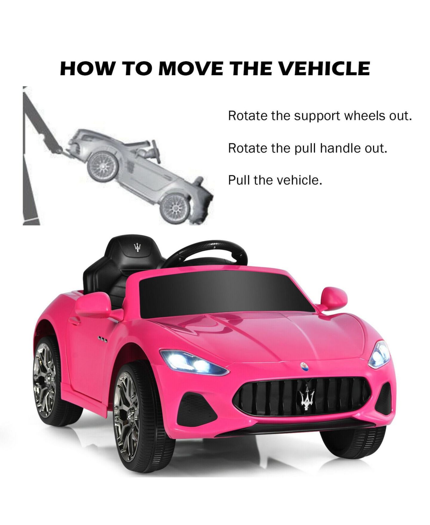 Детская игрушка Mecale Maserati Licensed 12V Ride-On Car with Remote Control, Ages 3-8, цвет: Яркий розовый — фото 6