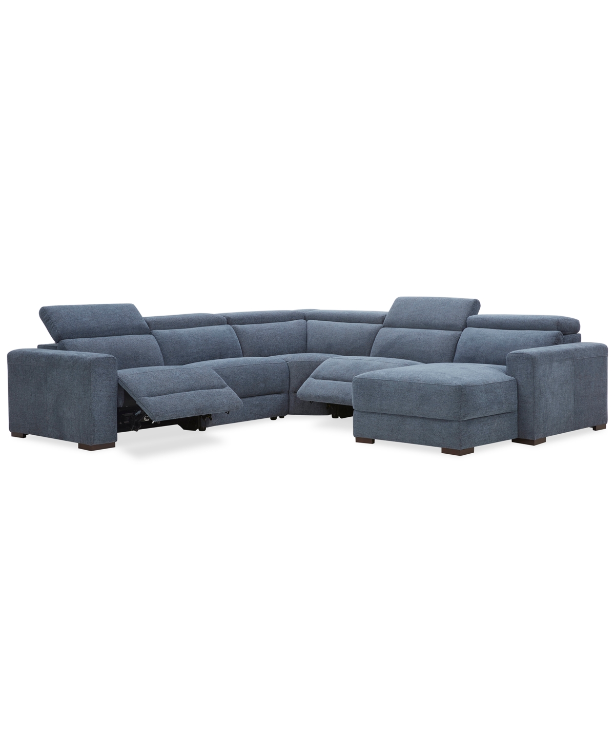 Macy's Nevio 6-pc. Fabric Power Headrest Sectional With 2 Power Motion Chairs