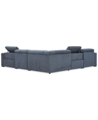 Nevio 5-Pc. Fabric Power Headrest Sectional with 2 Power Motion Chairs