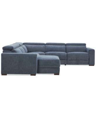 Nevio 5-Pc. Fabric Power Headrest Sectional with 1 Power Motion Chair