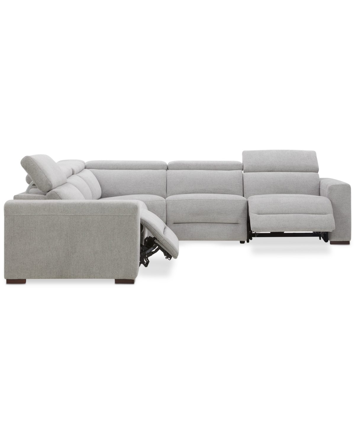 Macy's Nevio 5-pc. Fabric Power Headrest Sectional With 2 Power Motion Chairs