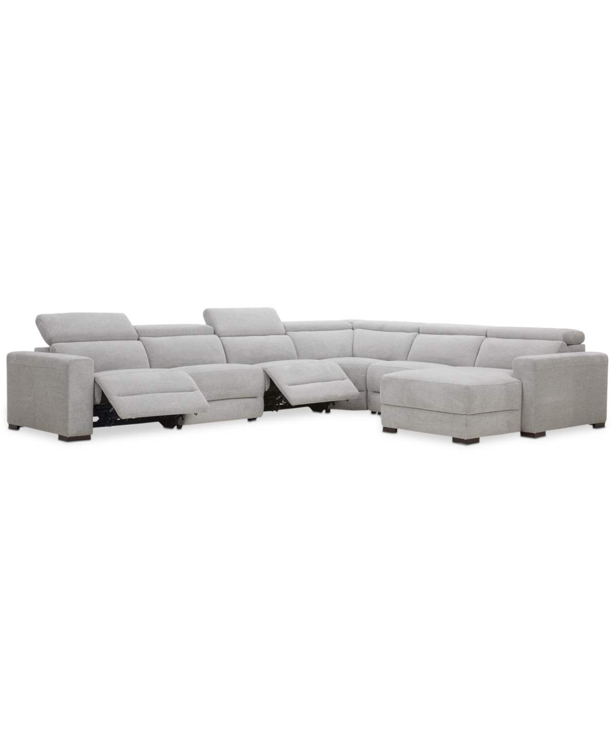 Macy's Nevio 6-pc. Fabric Power Headrest Sectional With 2 Power Motion Chairs