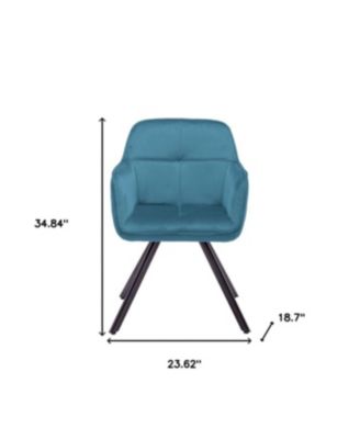 Velvet Arm Chair with Sturdy Metal Base for Dining Table or Accent Seating