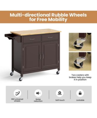 Wood Top Rolling Kitchen Cart Island