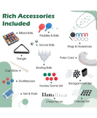 12-in-1 Combo Game Table Set with Foosball Air Hockey Pool Chess and Ping Pong