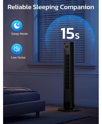 Tower Fan for Bedroom, 90° Oscillating Fan with 12H Timer, 37”Standing Fans with Remote, Bladeless Fan with 4 Modes & 3 Speeds