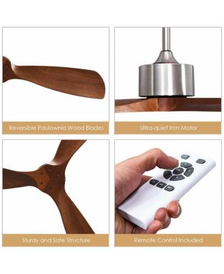 52 Inch Modern Brushed Nickel Finish Ceiling Fan with Remote Control