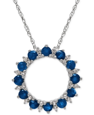 image of Sapphire (1-1/5 ct. t.w.) and White Topaz (1/10 ct. t.w.) Pendant Necklace in Sterling Silver