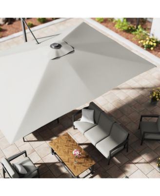  Rectangular Cantilever Umbrella with Detachable LED Atmosphere Light and Bluetooth Player, w/ Weight Base Included