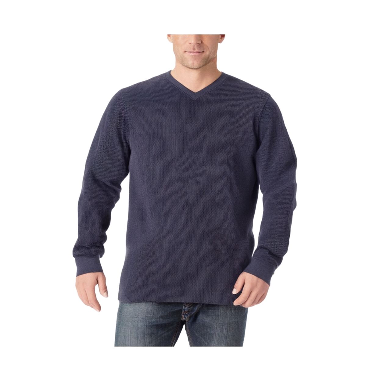 Big & Tall Heavyweight Thermal V-Neck Underwear Shirt - Navy