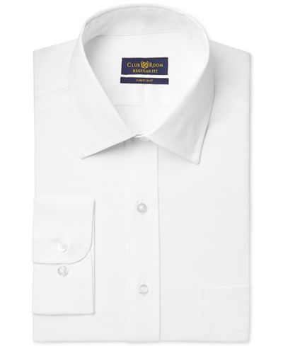 Club Room Estate Classic-Fit Wrinkle Resistant White Solid Dress Shirt, Only at Macy's