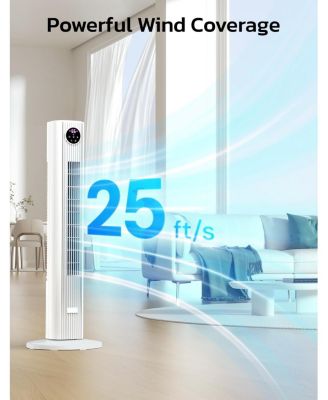 Tower Fan for Bedroom, 90° Oscillating Fan with 12H Timer, 37”Standing Fans with Remote, Bladeless Fan with 4 Modes & 3 Speeds