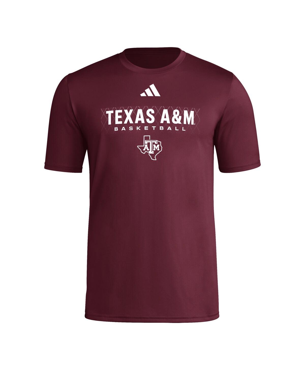 Adidas Originals Men'sâ Maroon Texas A M Aggies Locker On-court In The Fade Pregame Aeroready T-shirt In Burgundy