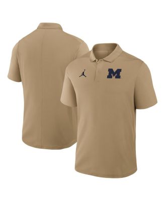 Jordan - Men's Tan Michigan Wolverines Primetime Victory Primary Logo Performance Polo Shirt
