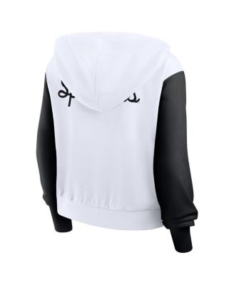 Women's White Michigan State Spartans Cropped Beyond Capability Color-Block Script Full-Zip Hoodie