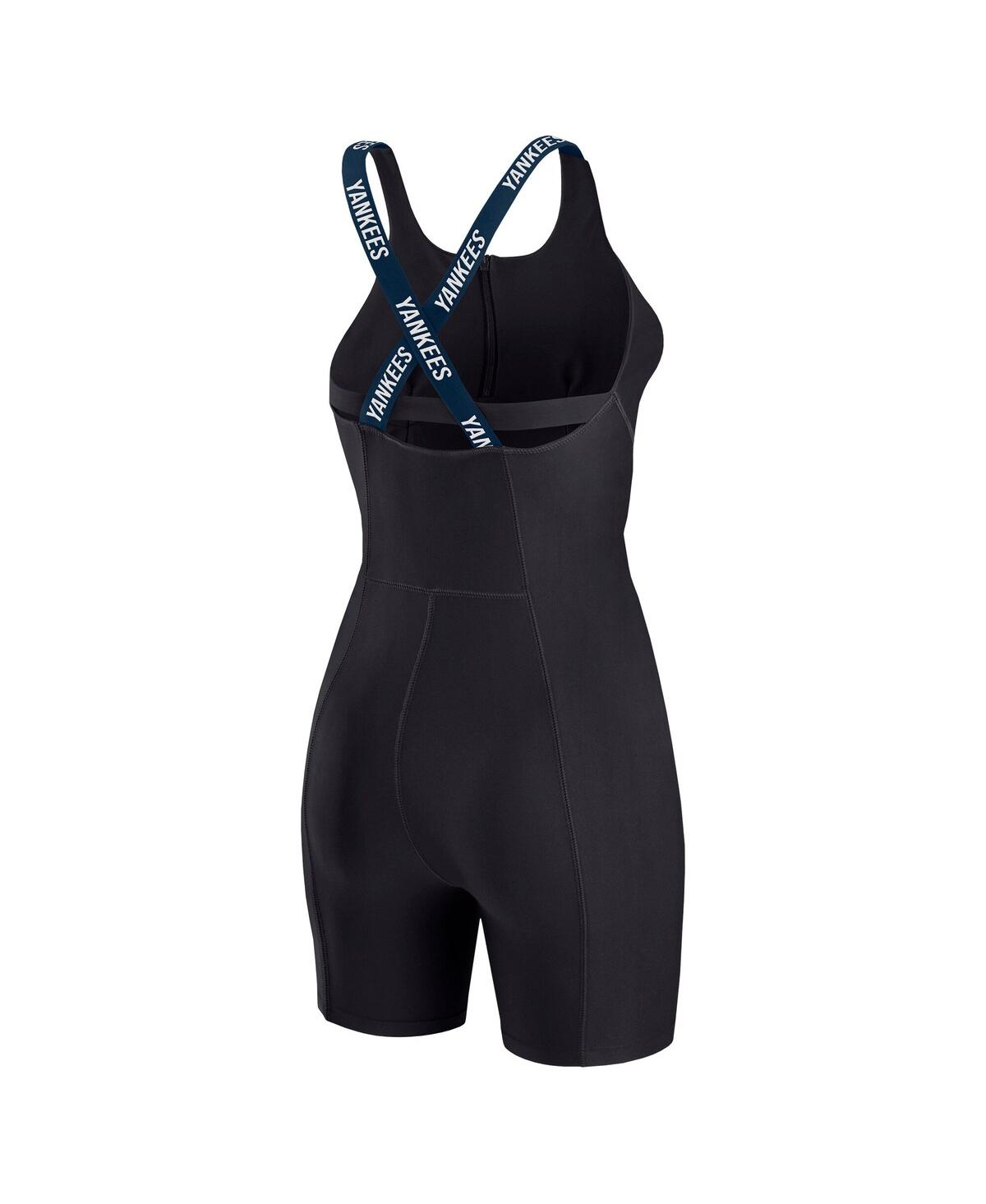 Wear By Erin Andrews Women's Black New York Yankees Bodycon Quarter-zip Romper
