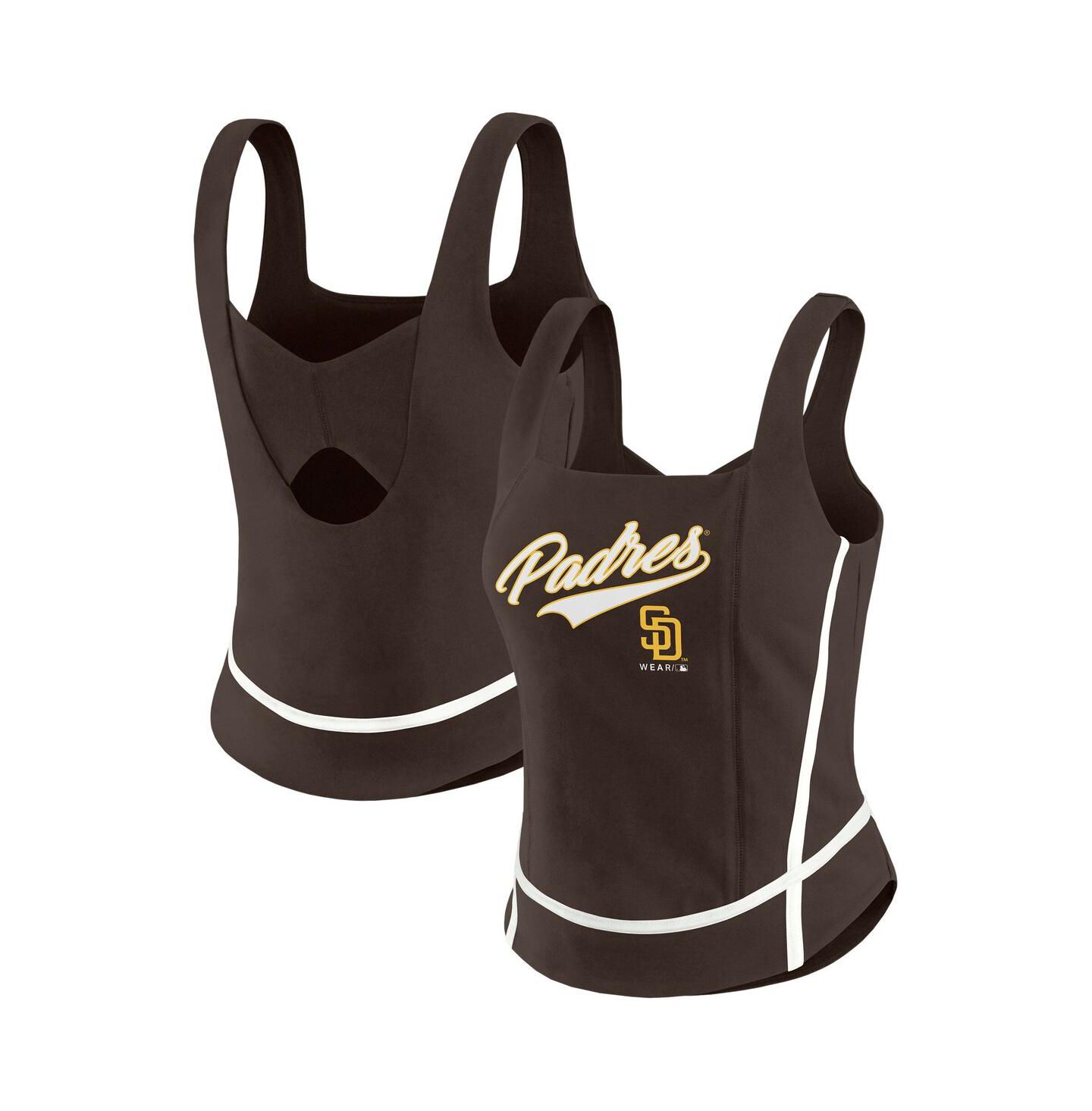 Женский топ WEAR by Erin Andrews Brown San Diego Padres Square Neck — фото 1