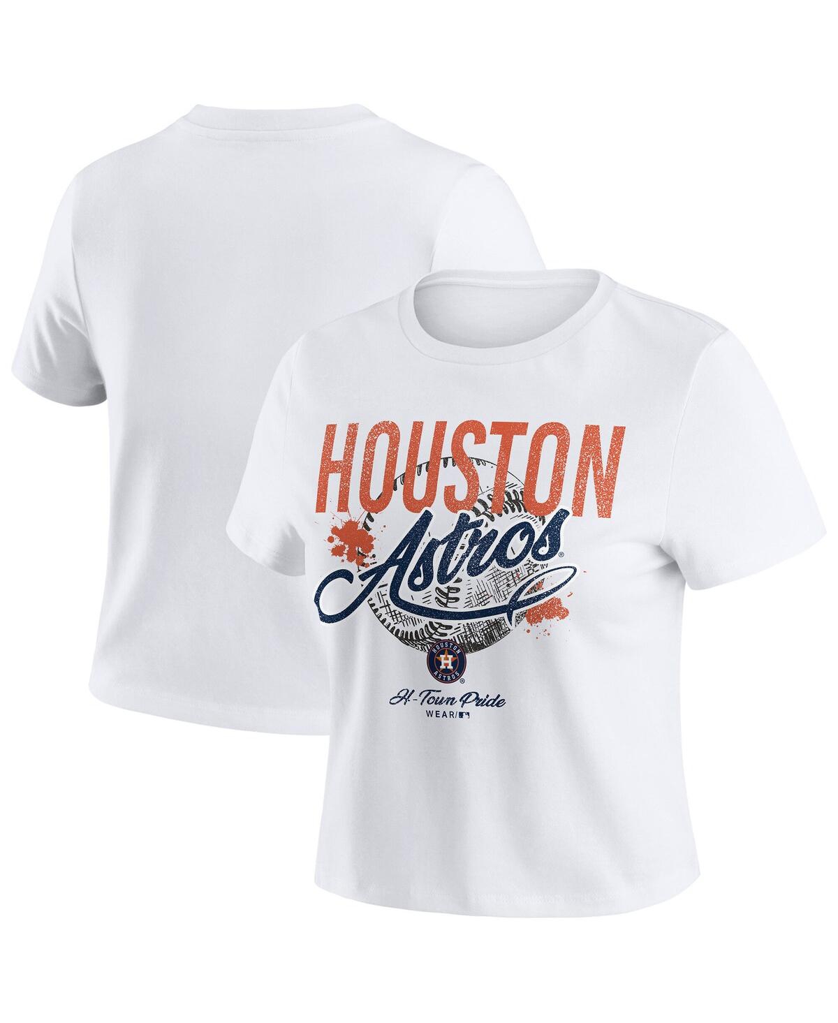 Wear By Erin Andrews Women's White Houston Astros Distressed Cropped Baby T-shirt