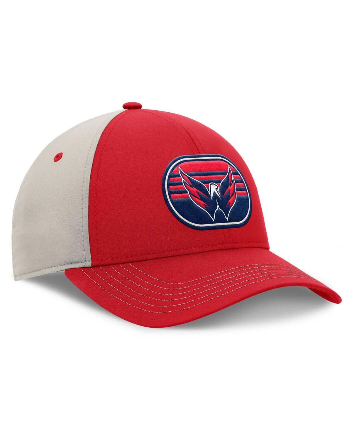 Fanatics Men's Red/gray Washington Capitals 2025 Stanley Cup Playoffs Locker Room Trucker Adjustable Hat