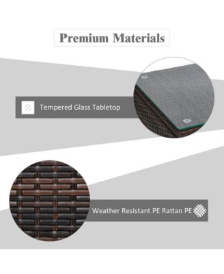 3 PCS Patio Wicker Rattan Furniture Set Coffee Table & 2 Rattan Chair