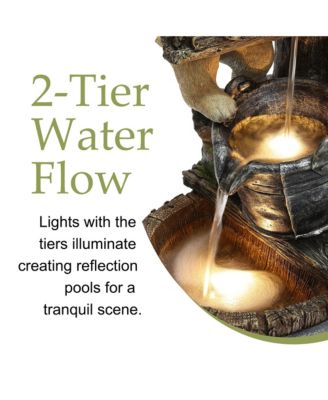 Puppy at the Farmhouse Faucet Resin Outdoor Fountain with Lights