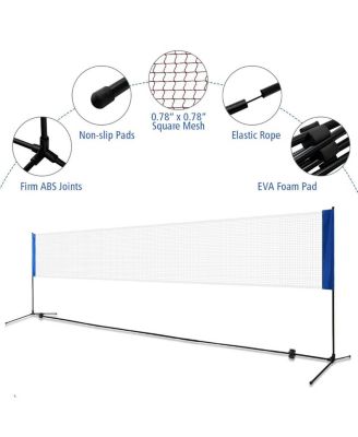 Portable 10 Inch x 5 Inch Badminton Beach Tennis Training Net