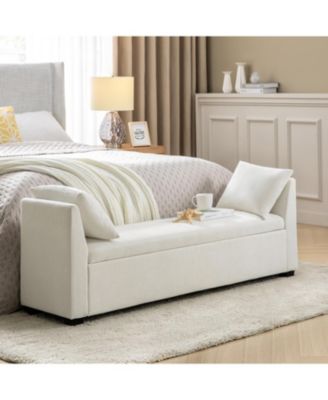 Bruno Modern Storage Bench with Rubber Wood Legs