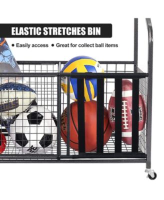 Sports Organizers Rack with Wheels for Garage, Large Capacity Sports Equipment Storage Rack