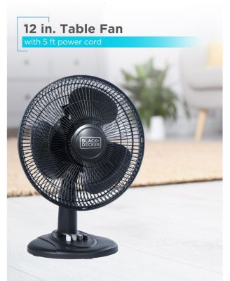 BLACK+DECKER Desk Fan for Home and Office, 12 inch Fan with 3 Speed Settings