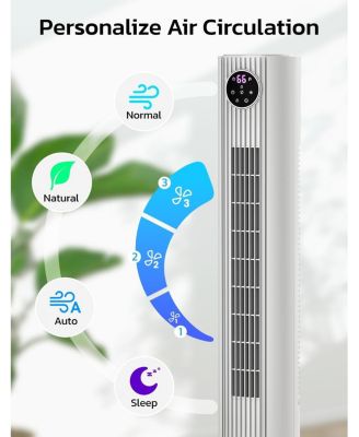 Tower Fan for Bedroom, 90° Oscillating Fan with 12H Timer, 37”Standing Fans with Remote, Bladeless Fan with 4 Modes & 3 Speeds