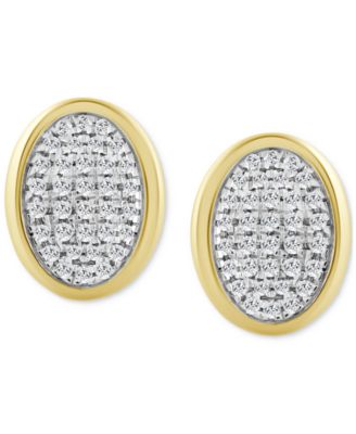 Diamond Oval Bezel Cluster Stud Earrings (1/5 ct. t.w.) in 14k Gold