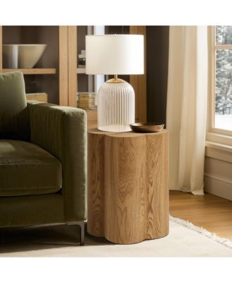 Wood Grain Manufactured Wood 20.5-Inch Tall Round End and Side Table