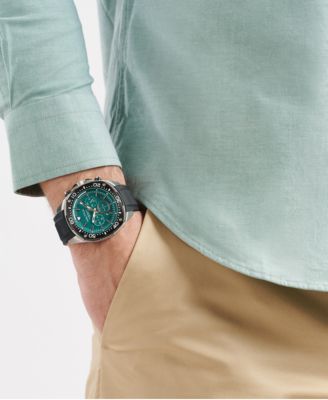 Men's Chronograph Black Silicone Watch, 46mm