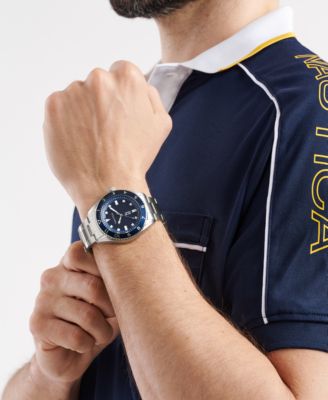 Men's Analog Silver-Tone Stainless Steel Watch, 44mm