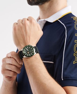 Men's Analog Black Silicone Watch, 44mm