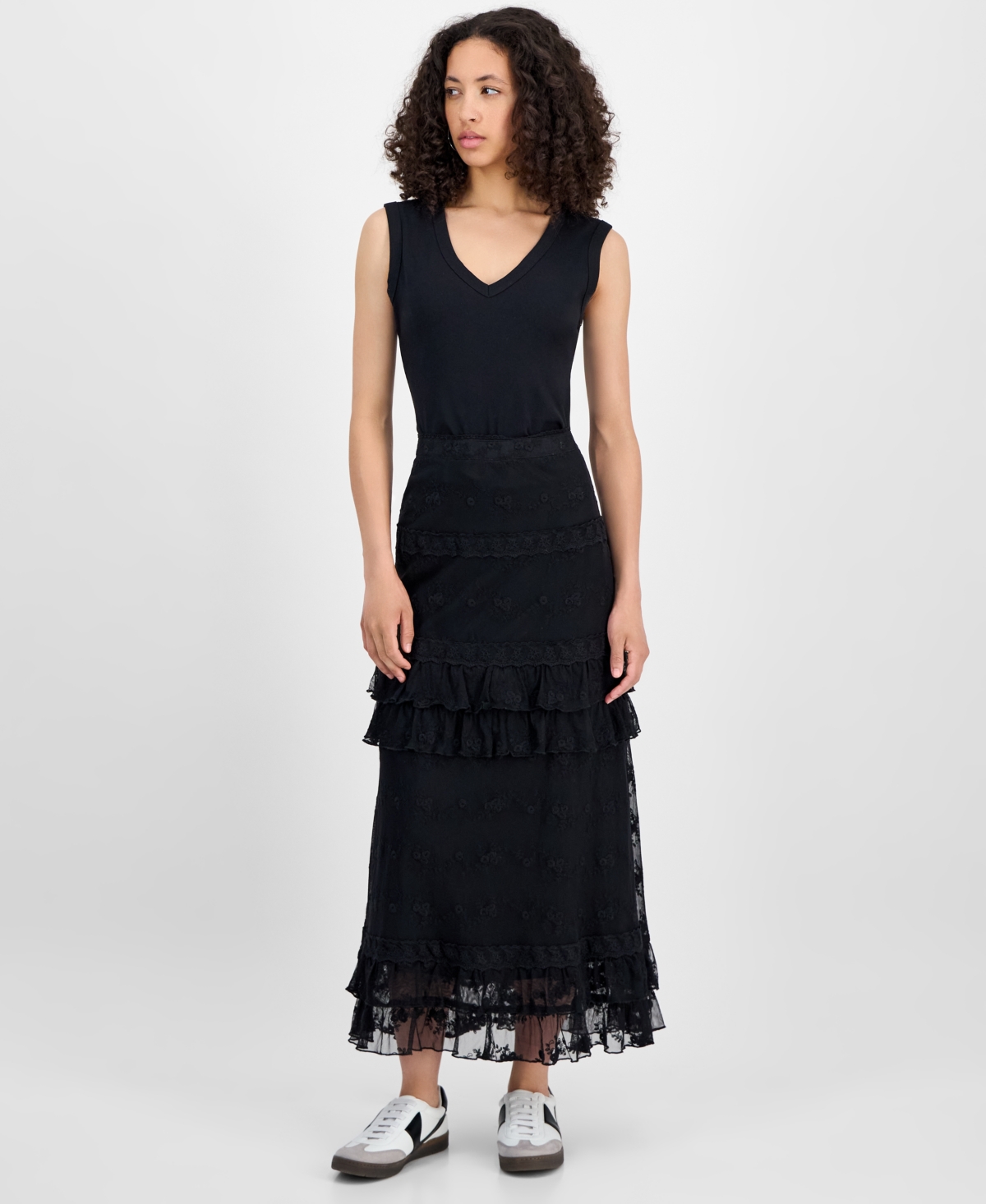 Women's Lace Tiered Maxi Skirt, Exclusively at Macy's - Ivory