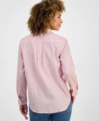 Women's Striped Cotton Button-Front Shirt