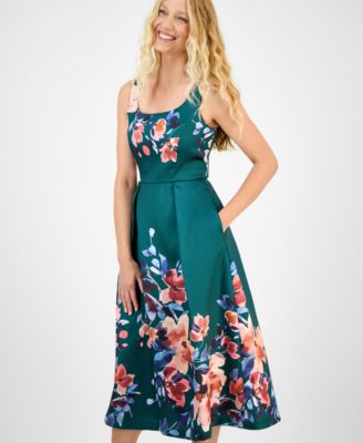 Women's Printed Square-Neck Sleeveless Dress