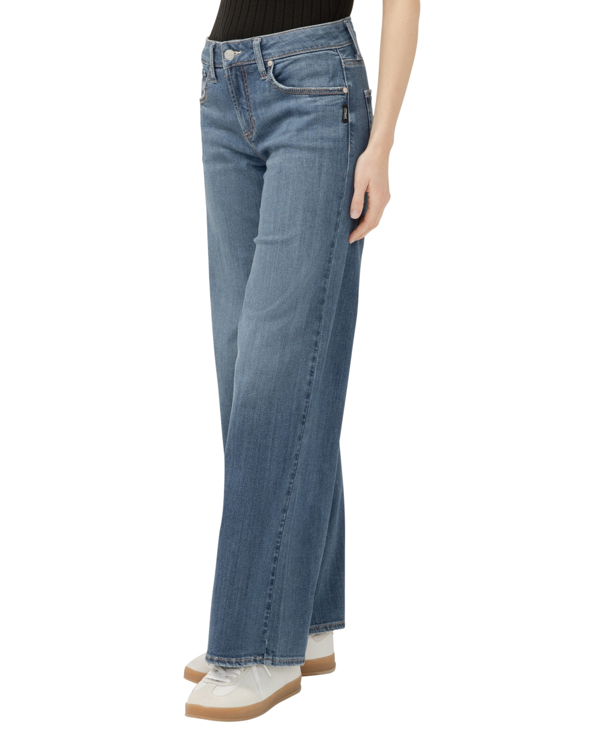 SILVER JEANS CO. WOMEN'S SUKI MID RISE CURVY FIT WIDE LEG JEANS 