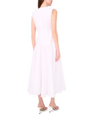 The Abria Cotton Plunging-Neck Drop-Waist Midi Dress