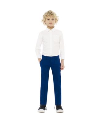 Boys Navy Royale Solid Slim Fit Suit Including Blazer, Pants and Clip-On-Tie